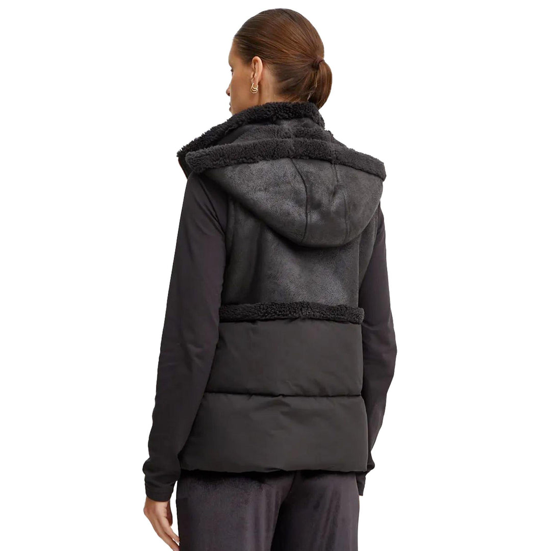 6DTQ04 TNAWZ - Giacche - EMPORIO ARMANI - GILET SMANICATO DONNA - Ecopelle & Montone Sintetico - Marrone & Nero - Imbottitura Leggera - Collo Alto - Outfit Sportivi - Tempo Libero - Abbigliamento Autunno/Inverno