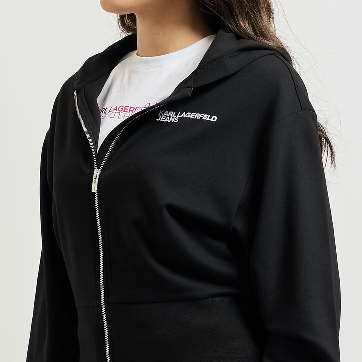 FELPA CON ZIP E CAPPUCCIO DONNA KARL LAGERFELD JEANS NERA