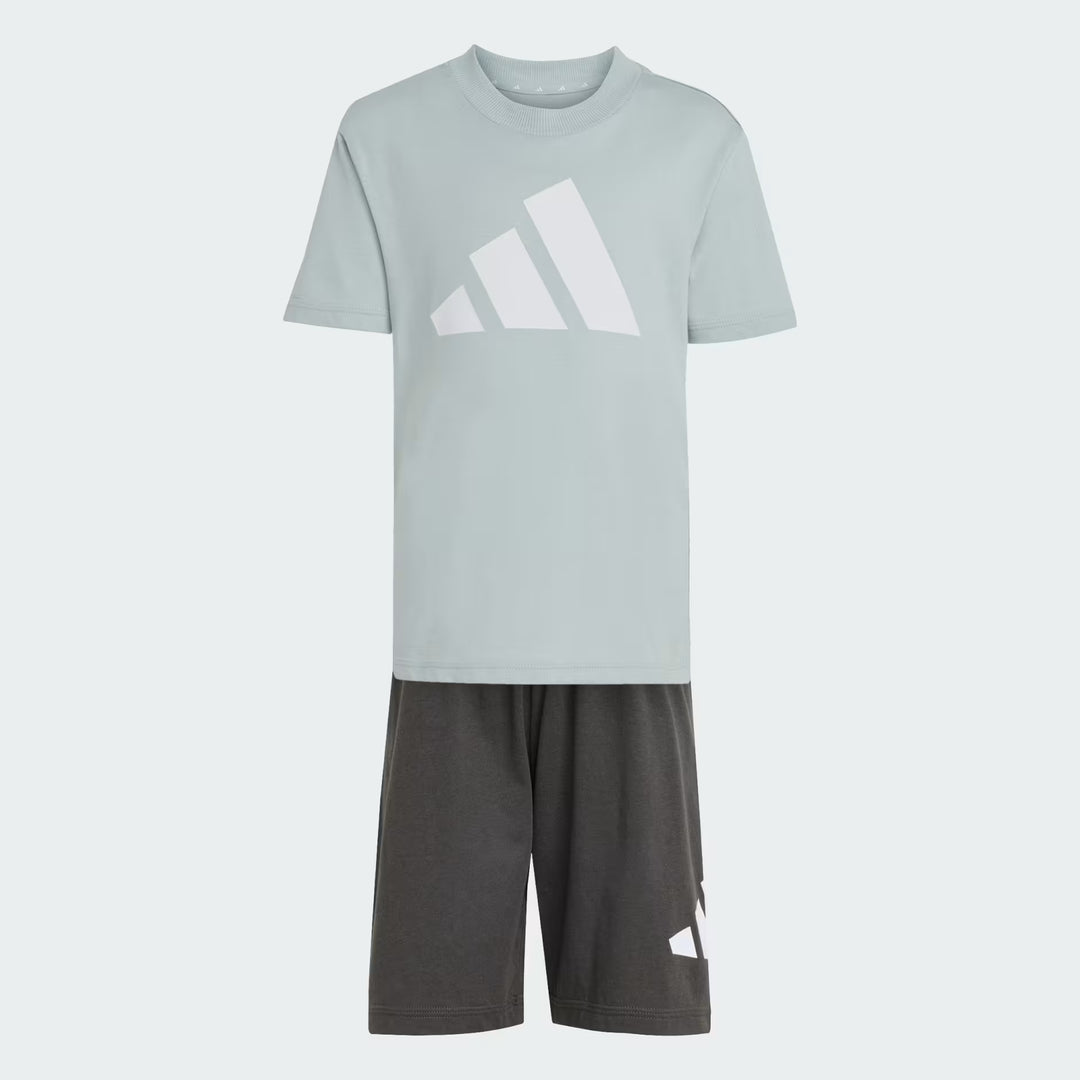 COMPLETINO ADIDAS ESSENTIALS LOGO TEE & SHORTS GRIGIO