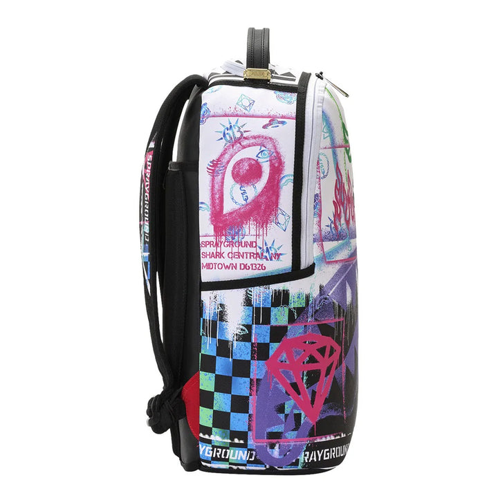 ZAINO UNISEX SPRAYGROUND STENCIL SHARK ATTACK B&W SPLIT [PREORDER]