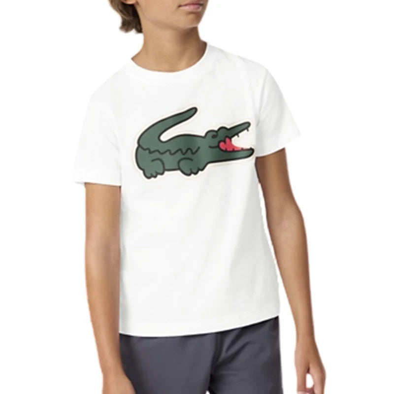 T-SHIRT JUNIOR UNISEX LACOSTE ULTRA DRY CON MAXI COCCODRILLO