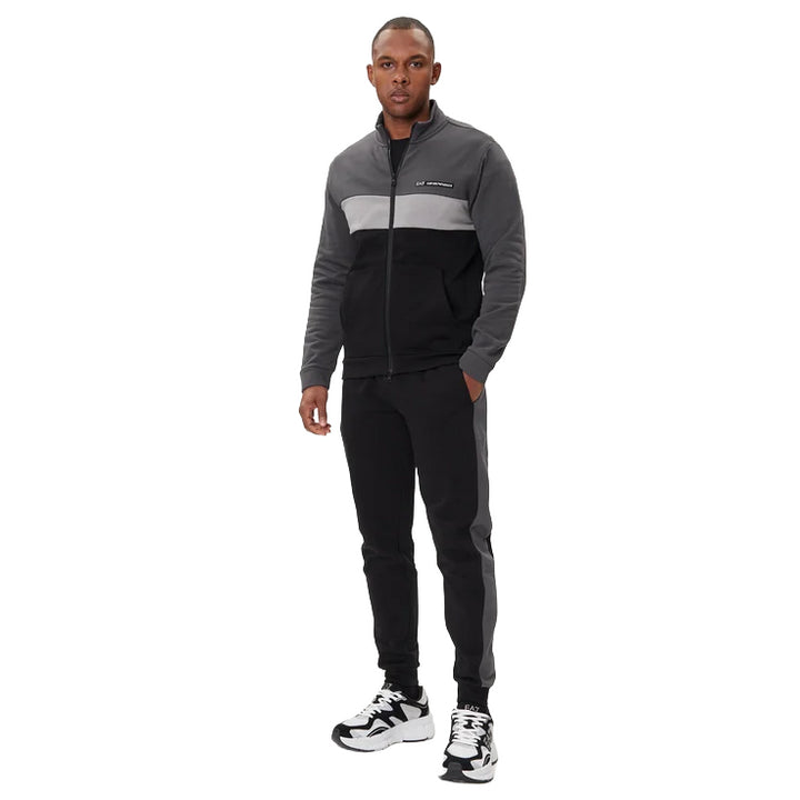 7M000941 AF10377 - TUTA UOMO EA7 EMPORIO ARMANI ATHLETIC COLOUR BLOCK NERO GRIGIO
