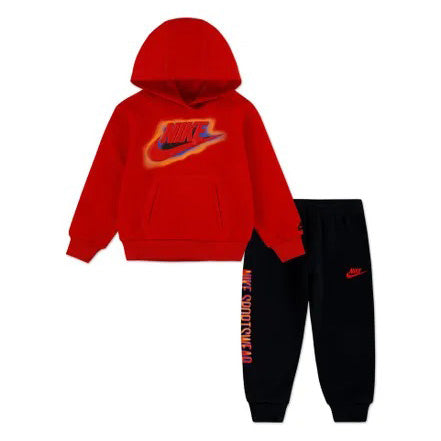 86N482 - Tute - Completo - Nike - BAMBINO/A - Felpa Rossa Con Cappuccio - Jogger Nero - Sport Junior