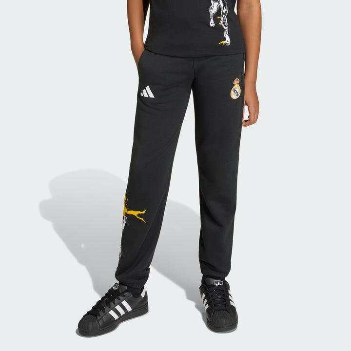 ADIDAS REAL MADRID X MARVEL AVENGERS BLACK TRACKSUIT BOTTOMS JY5855 KIDS