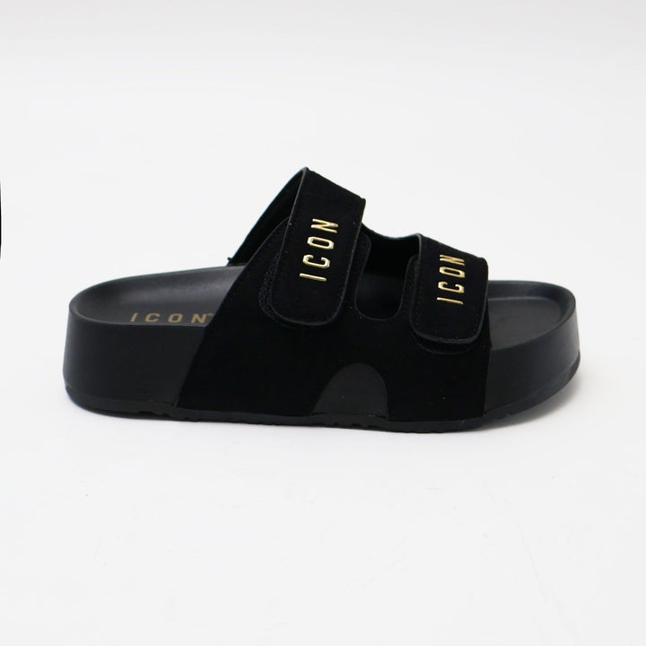 CIABATTE ICON SLIDE LOGO BLACK DONNA