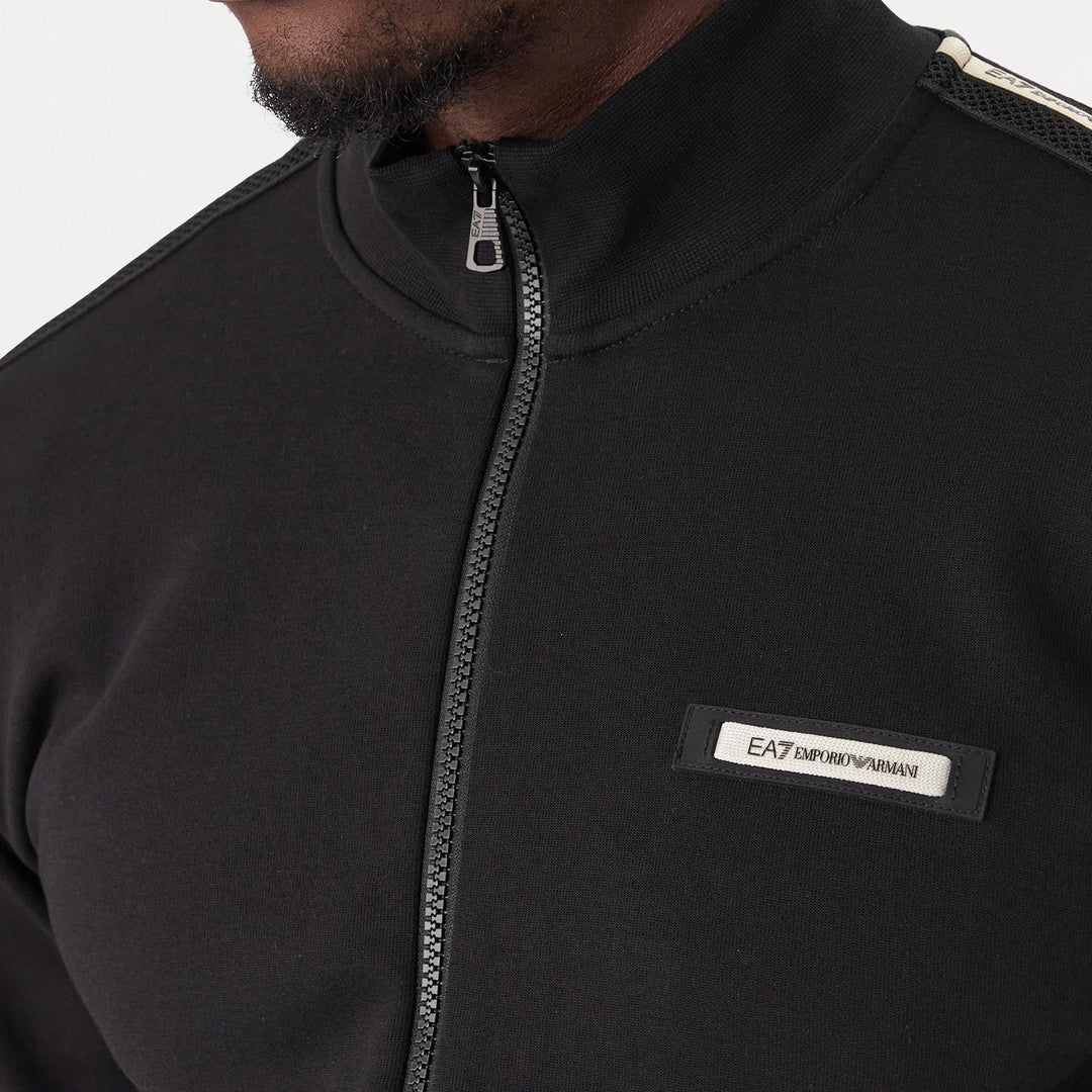 FELPA UOMO EA7 EMPORIO ARMANI CON ZIP E STRISCE LATERALI