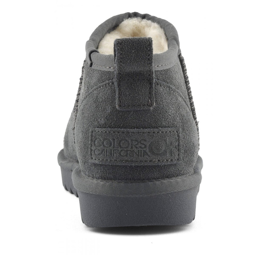 HC.YW078 - Scarpe - Colors Of California - STIVALETTO DONNA - CAMOSCIO FODERA LANA - Scarpa Invernale - Calore & Stile - Comfort Slip-On Essenziale - Grigia & Marrone