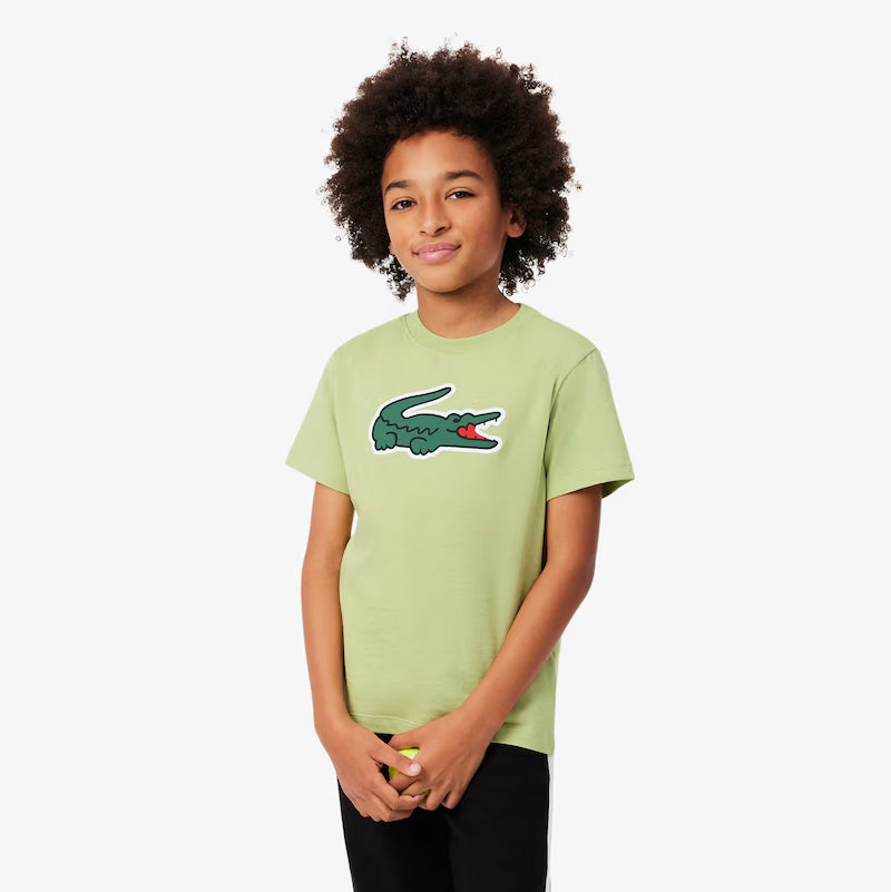 T-SHIRT JUNIOR UNISEX LACOSTE ULTRA DRY CON MAXI COCCODRILLO