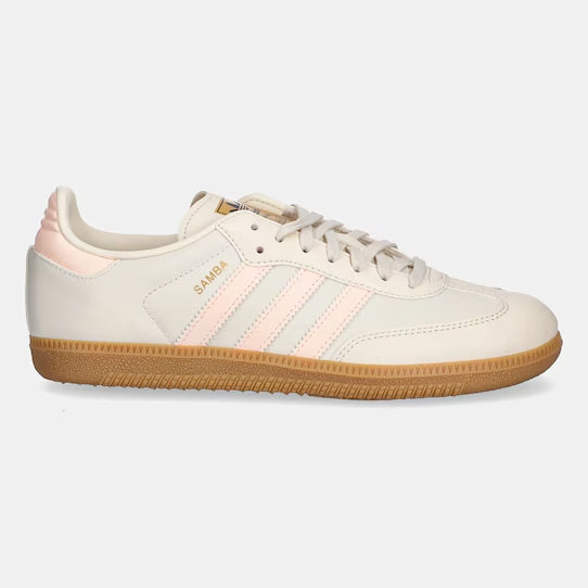 SNEAKERS DONNA ADIDAS SAMBA OG PELLE BIANCA E STRISCE ROSA JH7598