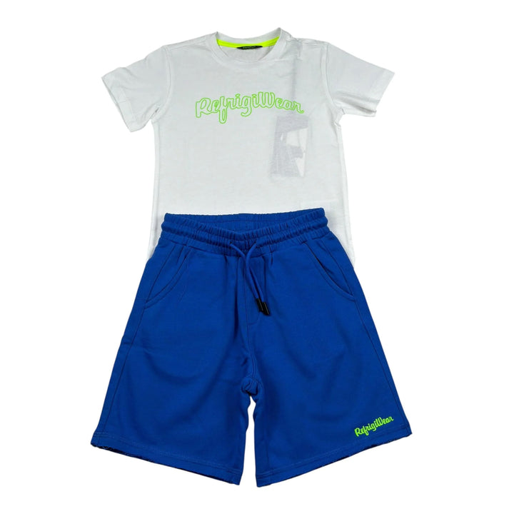 COMPLETINO REFRIGIWEAR T-SHIRT BIANCA E BERMUDA BLU JUNIOR