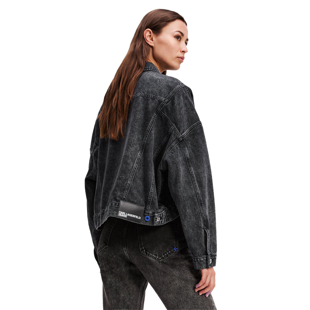 A3W14060 - Giacche - Jeans - Donna - KARL LAGERFELD - SPORTY-CHIC - Washed Black - Cut/Out - Look Streetwear - Denim Jacket - Abbigliamento