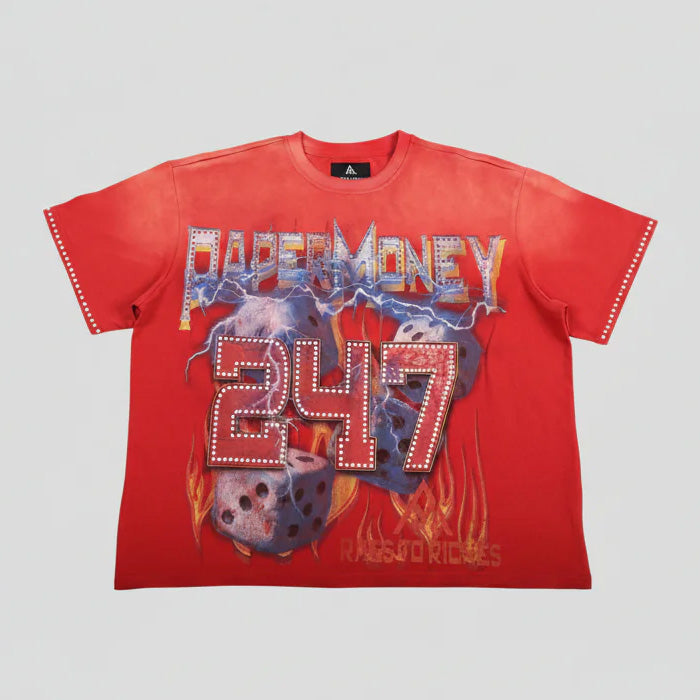 T-SHIRT UOMO PAPER MONEY "FLAMING DICE" CON STRASS