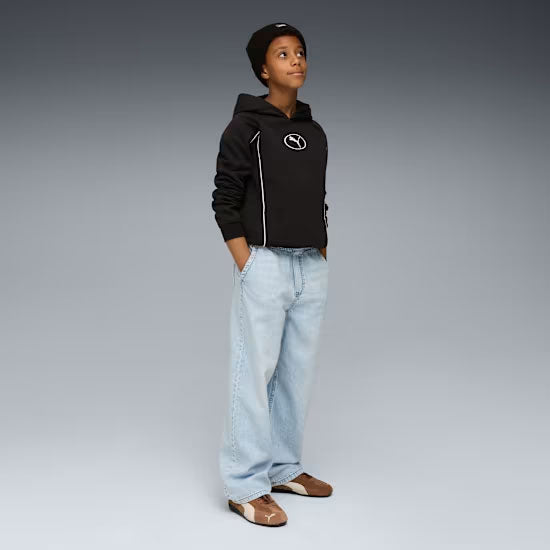 688857 - Abbigliamento - Felpe - Con Cappuccio - PUMA - SPORT FL HOODIE - Bianca/Nera/Blu - Outfit Sportivo - Autunno/Inverno