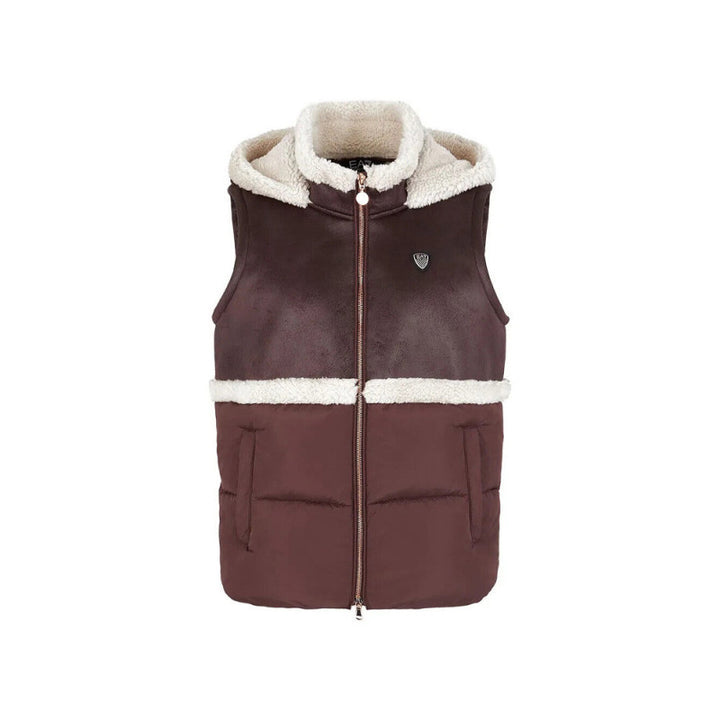 6DTQ04 TNAWZ - Giacche - EMPORIO ARMANI - GILET SMANICATO DONNA - Ecopelle & Montone Sintetico - Marrone & Nero - Imbottitura Leggera - Collo Alto - Outfit Sportivi - Tempo Libero - Abbigliamento Autunno/Inverno