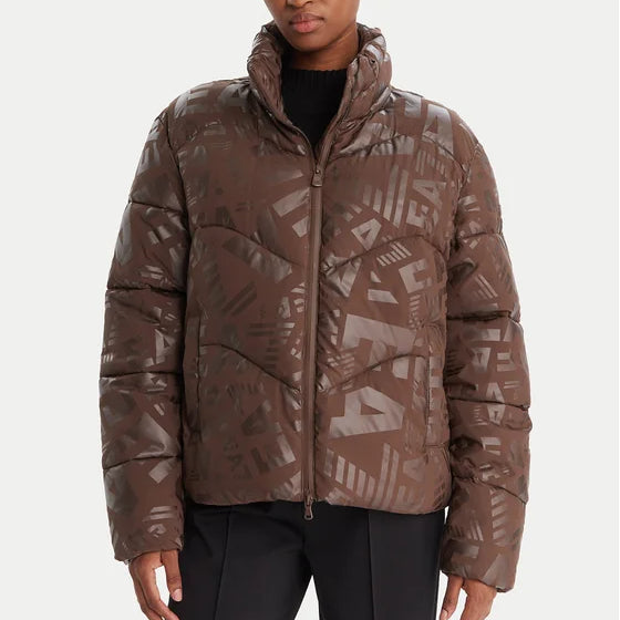 7W000654 AF16408 - GIUBBOTTO EA7 EMPORIO ARMANI MONOGRAM ALL-OVER FANCY CHOCOLATE BROWN