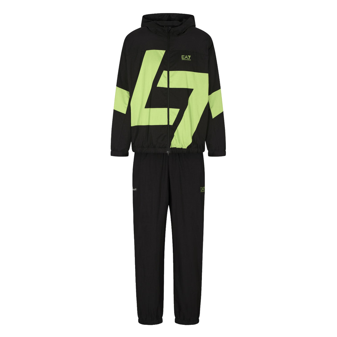 7M000646 AF13415 - TUTA EMPORIO ARMANI EA7 IN MICROFIBRA NERA E GIALLO FLUO UOMO