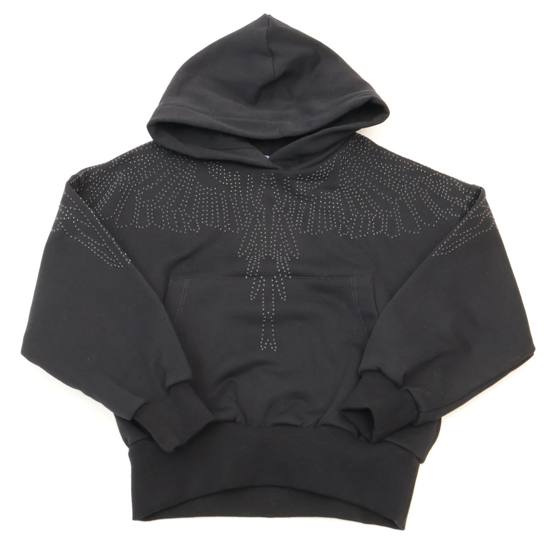 FELPA CON CAPPUCCIO MARCELO BURLON WINGS STRASS NERA BAMBINI F5CMJGHS012