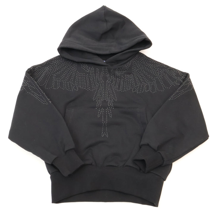 FELPA CON CAPPUCCIO MARCELO BURLON WINGS STRASS NERA BAMBINI F5CMJGHS012