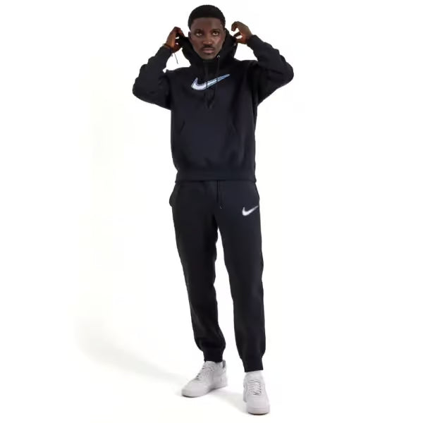 TUTA UOMO COMPLETA NIKE CLUB FLEECE SET FELPA E PANTALONI NERO / BLU TEAL HV0854