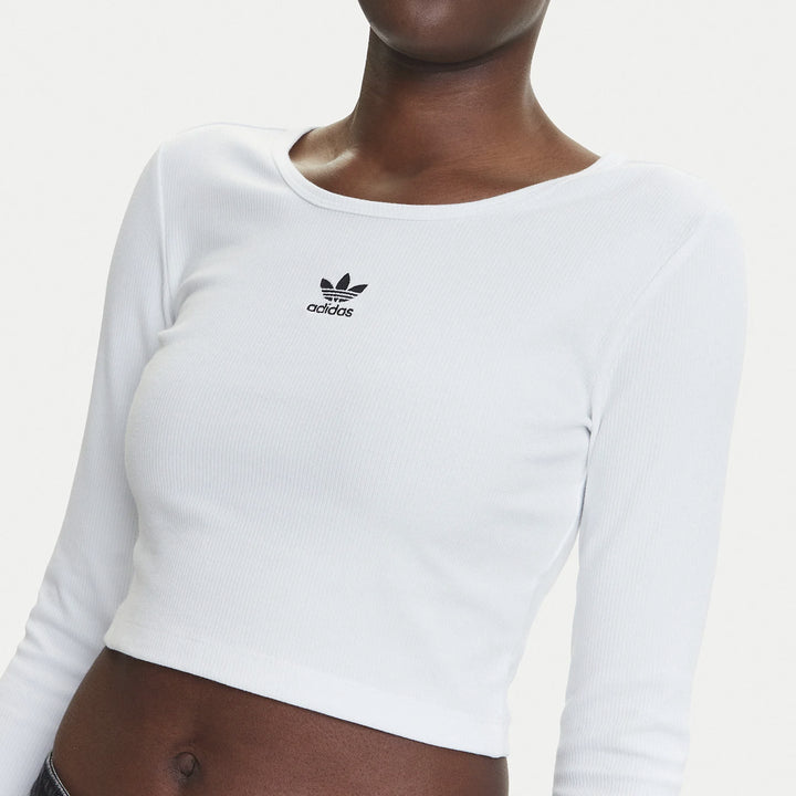 WOMEN'S ADIDAS ORIGINALS ESSENTIALS RIBBED CROP LONG SLEEVE T-SHIRT JC9011