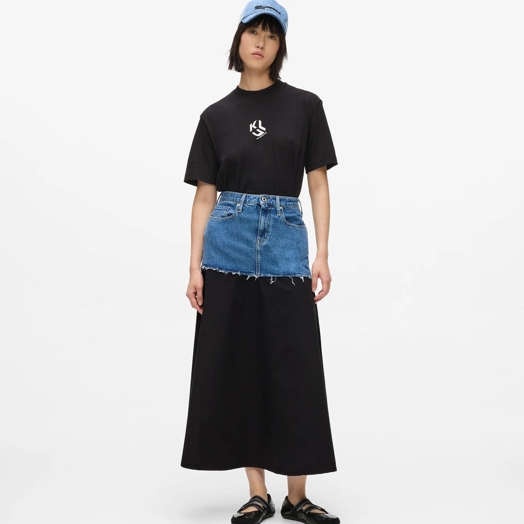 KARL LAGERFELD JEANS MAXI SKIRT WITH DENIM SECTION KLB1W12019 B1W12019