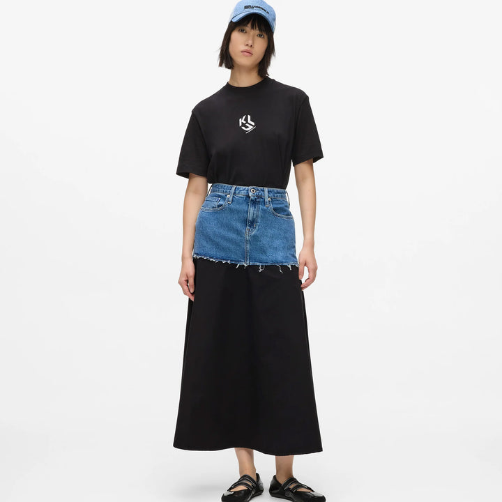 KARL LAGERFELD JEANS MAXI SKIRT WITH DENIM SECTION KLB1W12019 B1W12019
