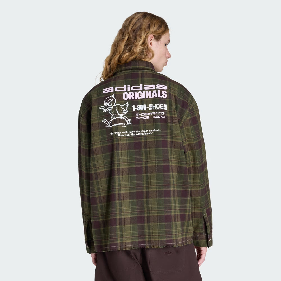 CAMICIA UOMO ADIDAS ORIGINALS FLANELLA A QUADRI VERDE OLIVA
