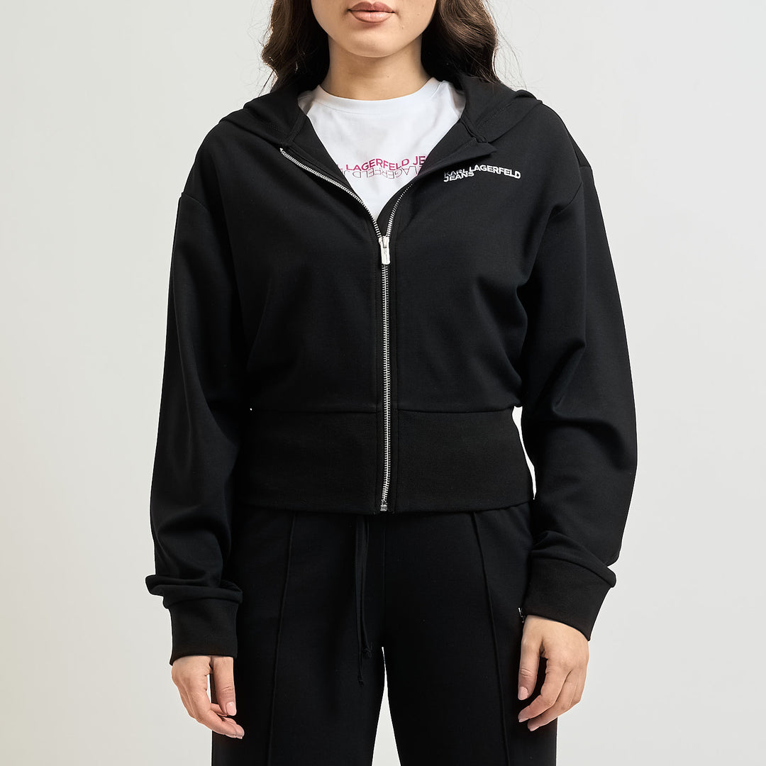 FELPA CON ZIP E CAPPUCCIO DONNA KARL LAGERFELD JEANS NERA
