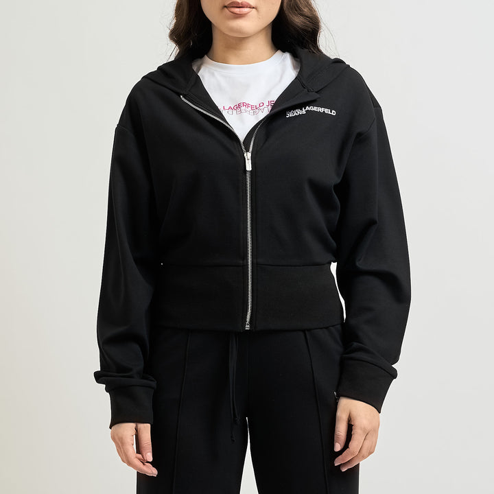 FELPA CON ZIP E CAPPUCCIO DONNA KARL LAGERFELD JEANS NERA