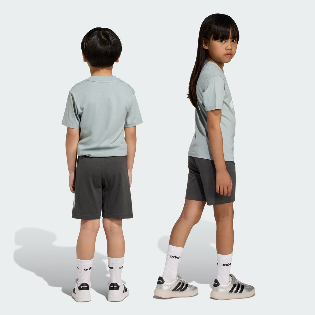 COMPLETINO ADIDAS ESSENTIALS LOGO TEE & SHORTS GRIGIO