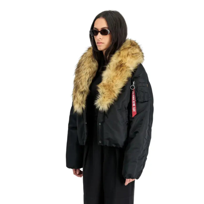 F258009 - Giacche - Donna - Alpha Industries - Bomber - INDUSTRIES CROPPED MA-1 - Collo In Pelliccia Estraibile - REMOVE BEFORE FLIGHT - Abbigliamento - Autunno/Inverno 2025