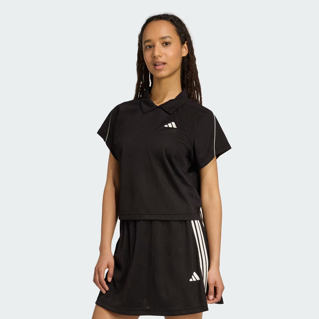 POLO CORTA DONNA ADIDAS STADIUM JACQUARD BLACK