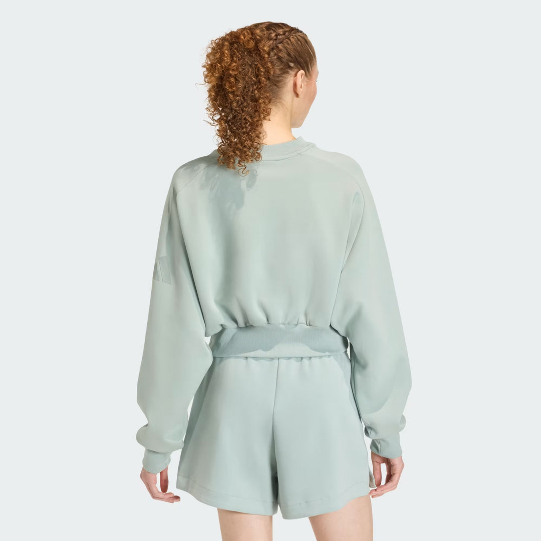 FELPA CORTA DONNA ADIDAS SOFT LUX LOOSE VERDE SALVIA