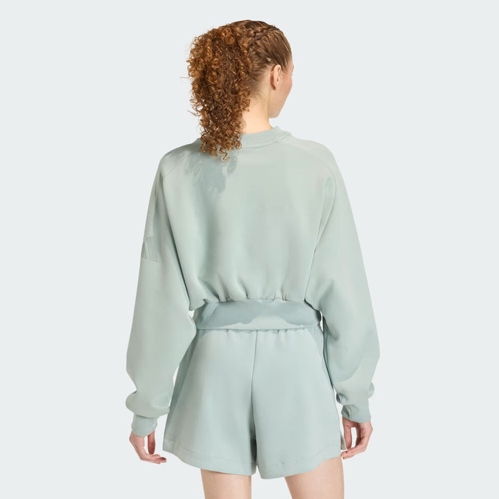 FELPA CORTA DONNA ADIDAS SOFT LUX LOOSE VERDE SALVIA