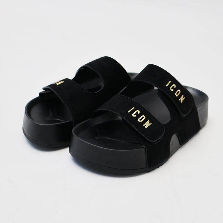 CIABATTE ICON SLIDE LOGO BLACK DONNA