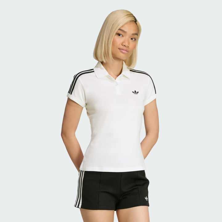 ADIDAS ORIGINALS WOMEN'S WHITE 3-STRIPES POLO KD3697