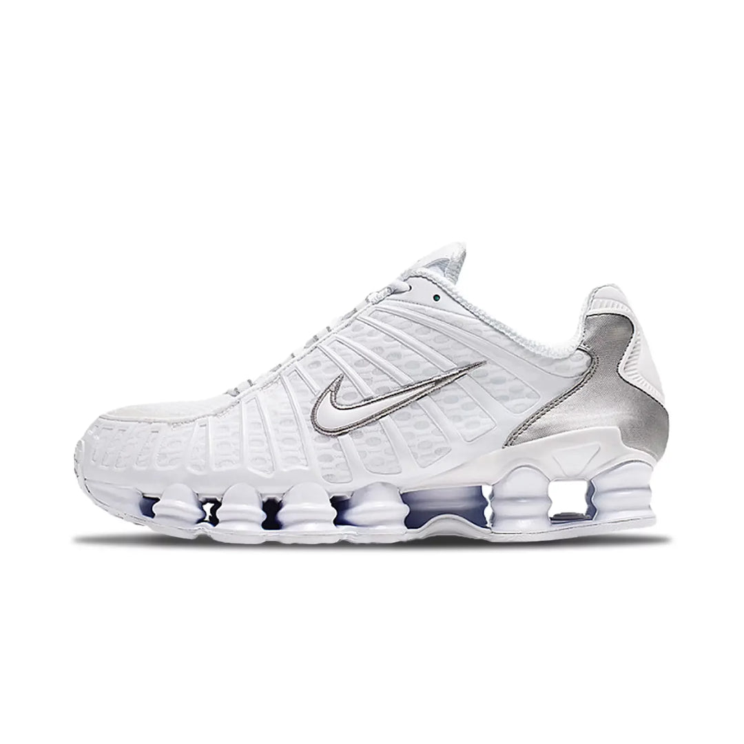 AV3595 - Scarpe - Uomo - Nike - Sneaker - SHOX TL - Bianca - Argento Metalizzato - Swoosh - Look Tecnico - Anni 90/00 - Stile technical-runner