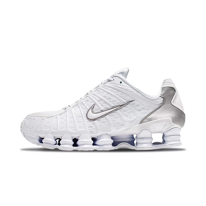 AV3595 - Scarpe - Uomo - Nike - Sneaker - SHOX TL - Bianca - Argento Metalizzato - Swoosh - Look Tecnico - Anni 90/00 - Stile technical-runner