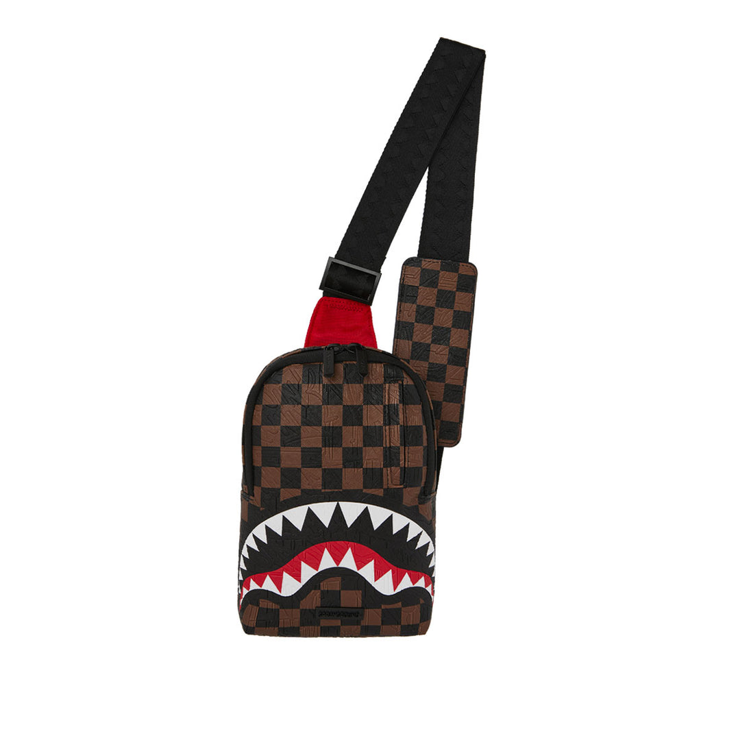 910B8237NSZ - Zaini - Sprayground - Borsa - Tracolla - SLING SHARKS IN PARIS SAWTOOTH MONOGRAM - Mono-Strap - Grafica A Scacchi - Accessorio