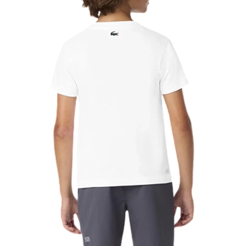 T-SHIRT JUNIOR UNISEX LACOSTE ULTRA DRY CON MAXI COCCODRILLO