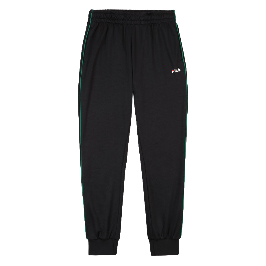 FAT0704 - Pantaloni - Fila - Bambini - Jogging - CAMPSSSO - Nera Con Banda Verde - Tessuto Felpato - Comoda - Sportiva - Abbigliamento Autunno Inverno