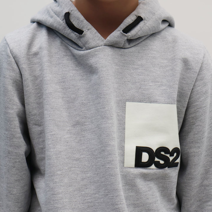 FW25K031 - Felpe - Bambini - Con Cappuccio - DS2 - Grigia - Drop Season 2 - Look Casual - Abbigliamento Autunno/Inverno 2025