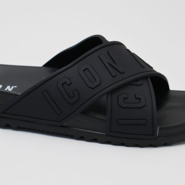 CIABATTE ICON SLIDE LOGO BLACK UOMO