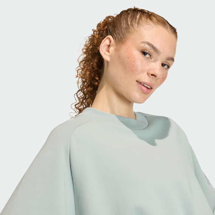 FELPA CORTA DONNA ADIDAS SOFT LUX LOOSE VERDE SALVIA