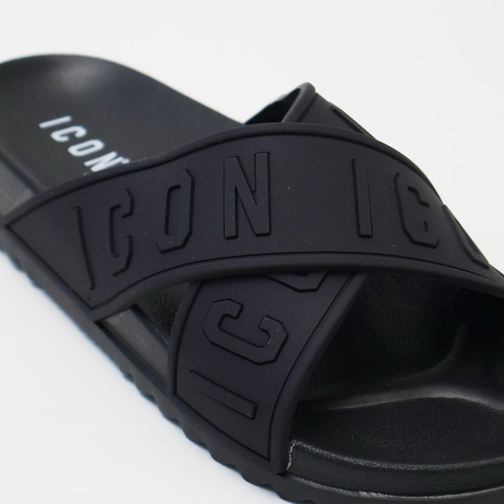 CIABATTE ICON SLIDE LOGO BLACK UOMO